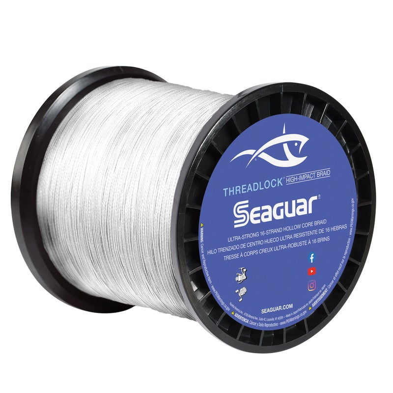 Seaguar Threadlock Fishing Line, 16 Strand Hollow Core Braid, High Visibility White, 50lbs, 600yds Break Strength/Length - 50S16W600 - Image 1